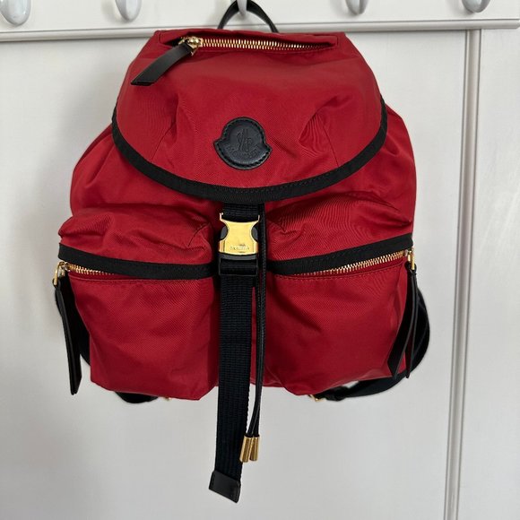 NEW MONCLER Large Dauphine Nylon Backpack In Red - Picture 2 of 13